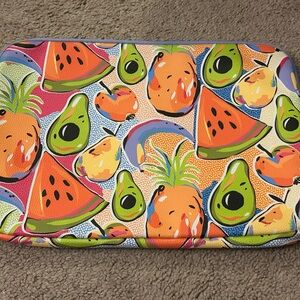 NWT Tabatha Brown Laptop or Tablet Top Zip Sleeve with Fruits on it colorful